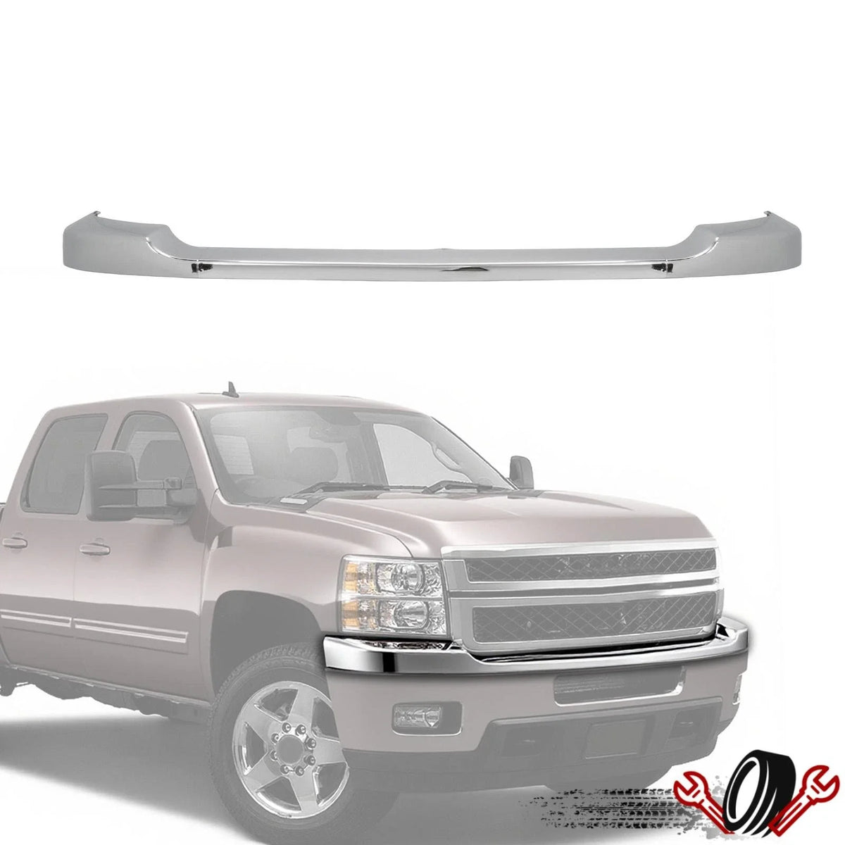 Chrome Front Upper Bumper Trim Cover for Chevy Silverado 2500HD 3500HD (2011–2014)