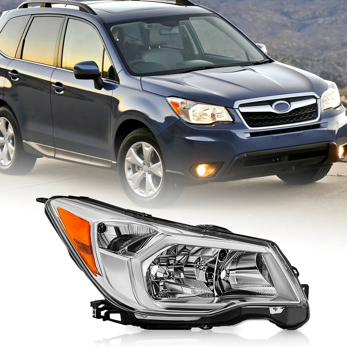 Front Right Headlight with Chrome Bezel for Subaru Forester (2014–2016)