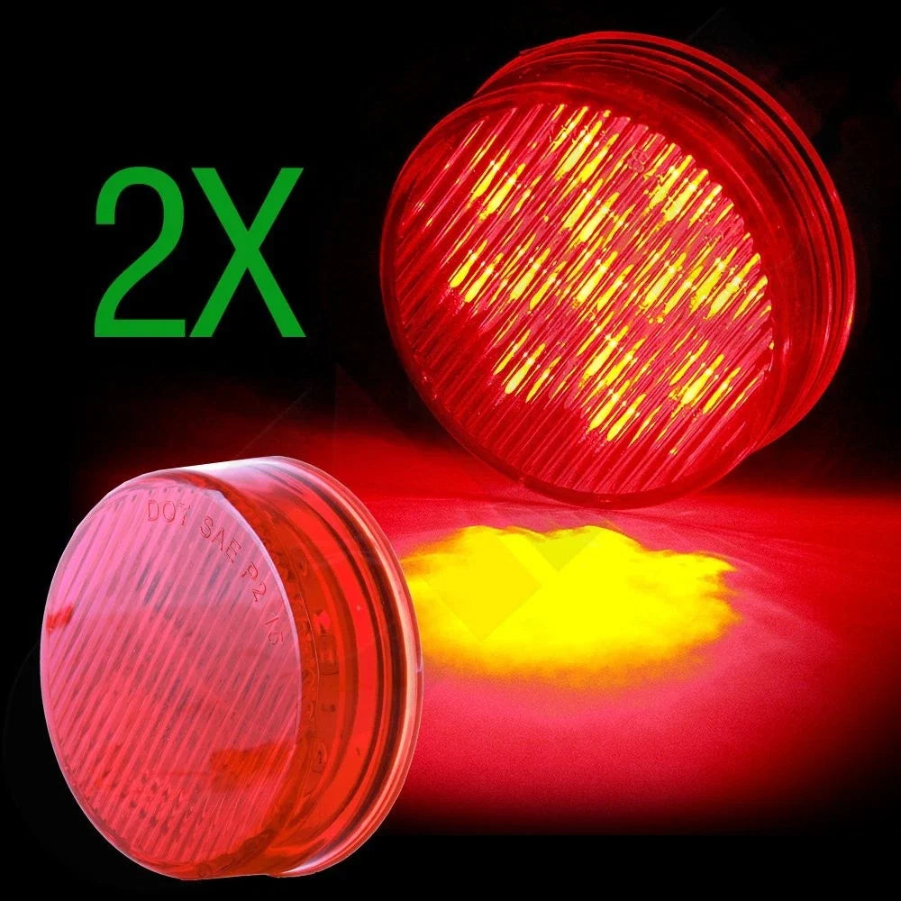 Set of 2 Round 2.5" LED Side Marker Clearance Lights for Trailers