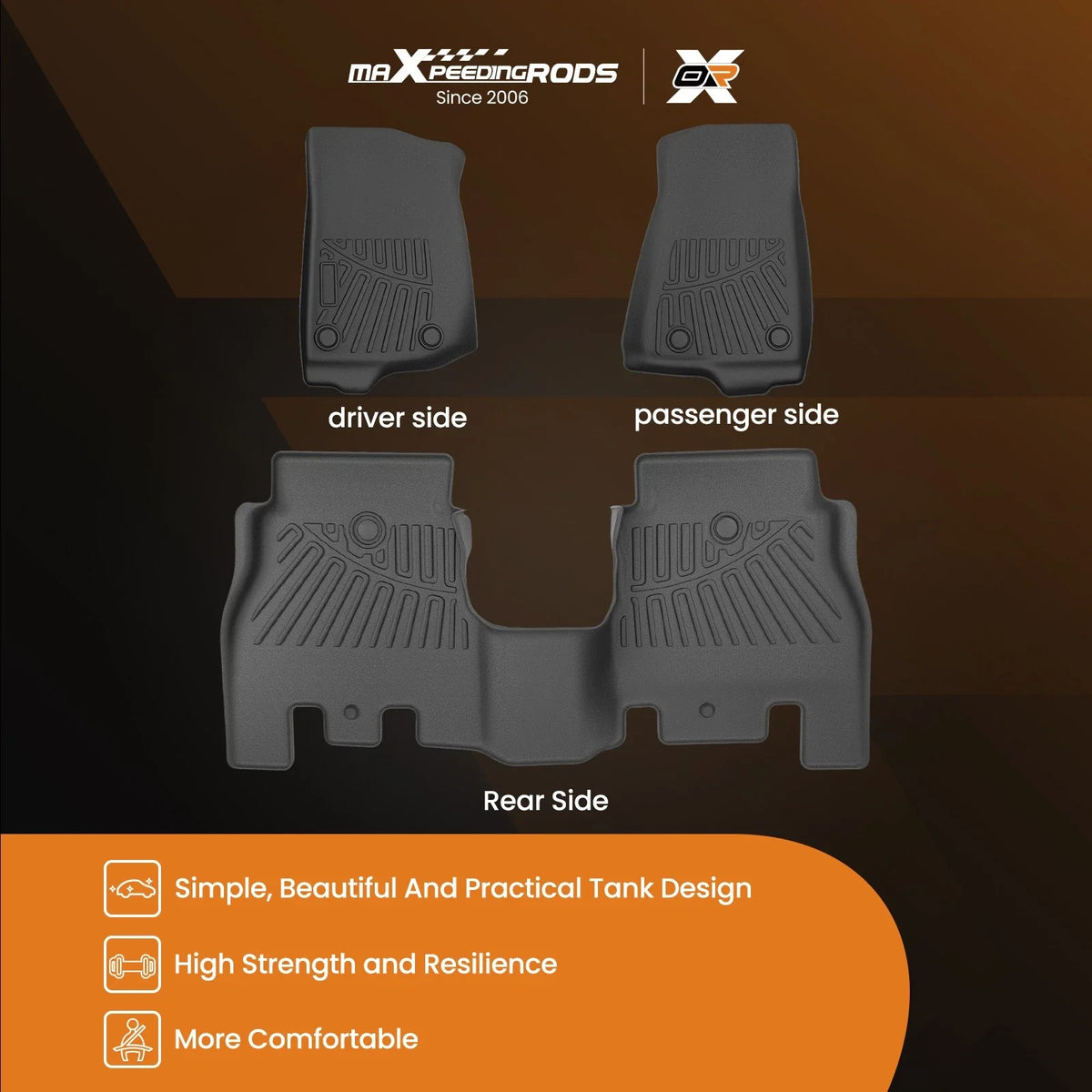 All Weather Floor Liner Mats for Jeep Wrangler JL 4-Door 2018-2024