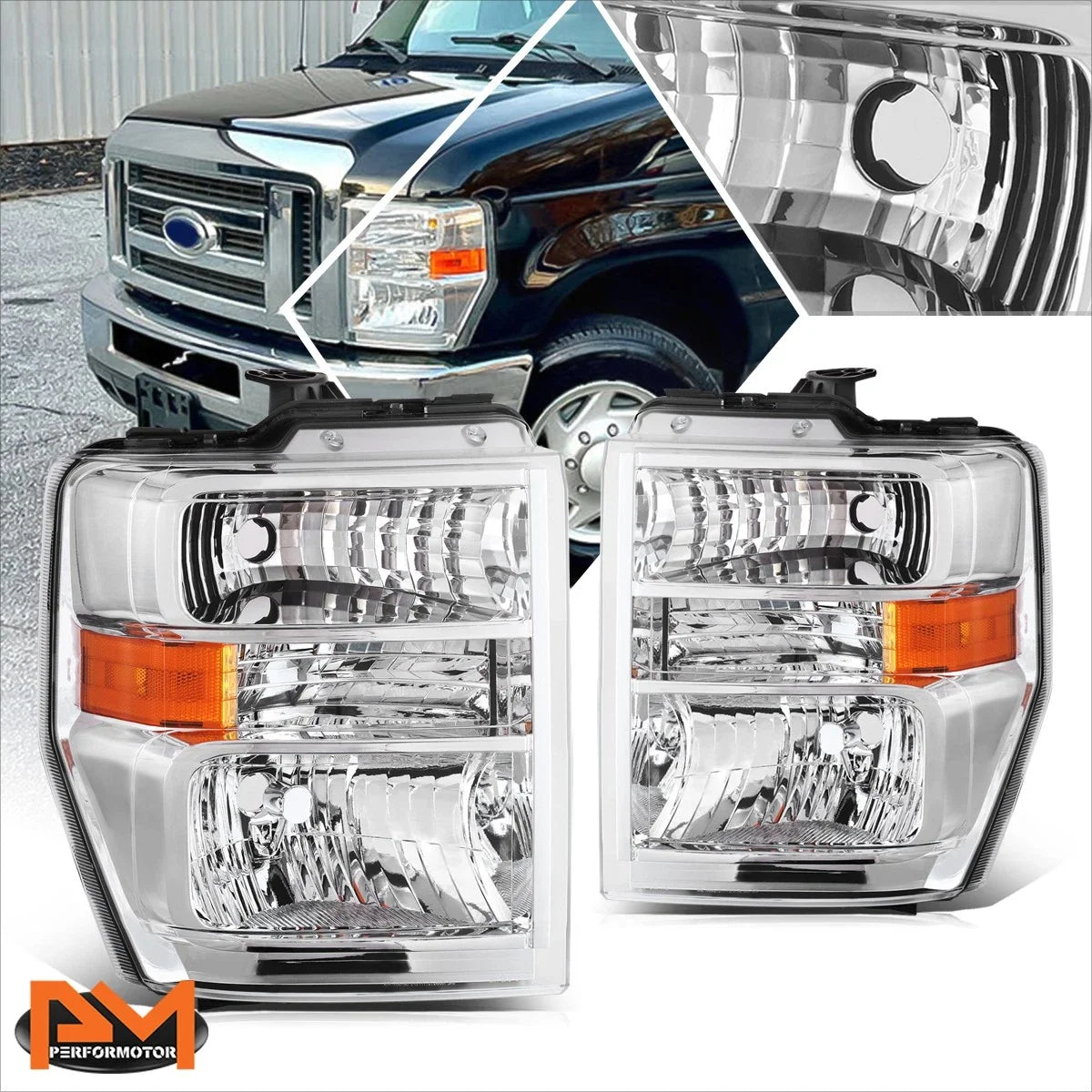 Headlight Lamp Chrome/Clear for E150 E250 E350 E450 F650 F750 2008-2021