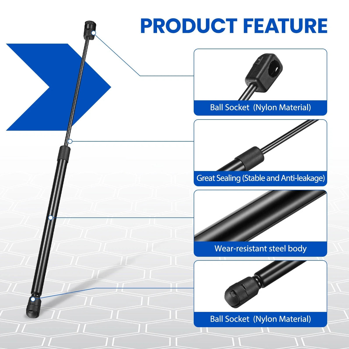 18.7 Inch 2PC Gas Spring Shock Lift Support 40 Lbs for Leer Camper