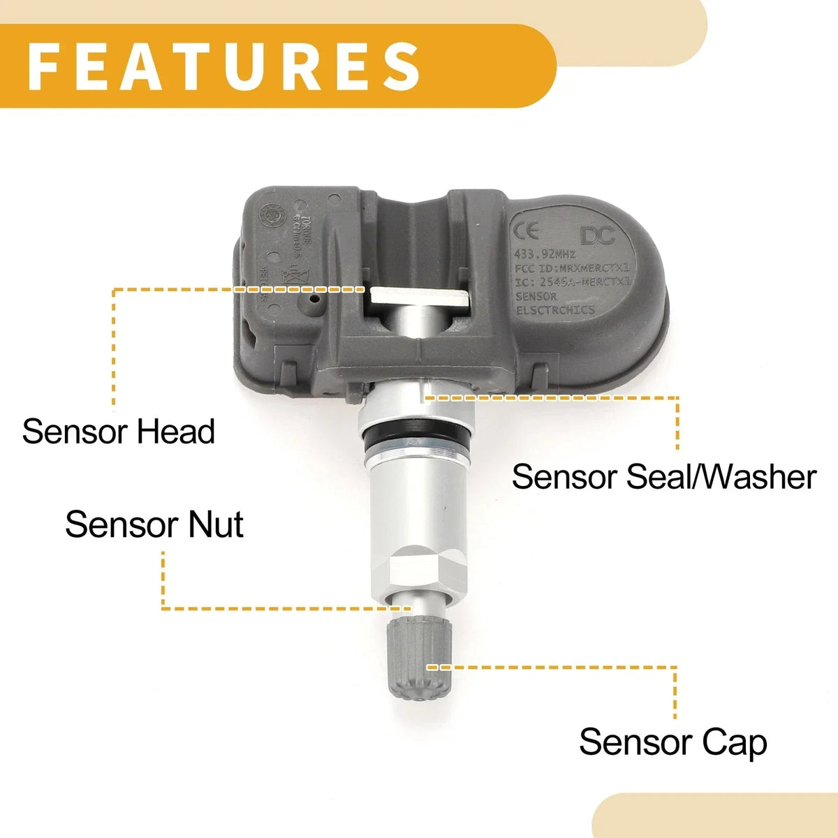Tire Pressure Sensor 433MHz for 2008-2020 Dodge Challenger - 1 Pc