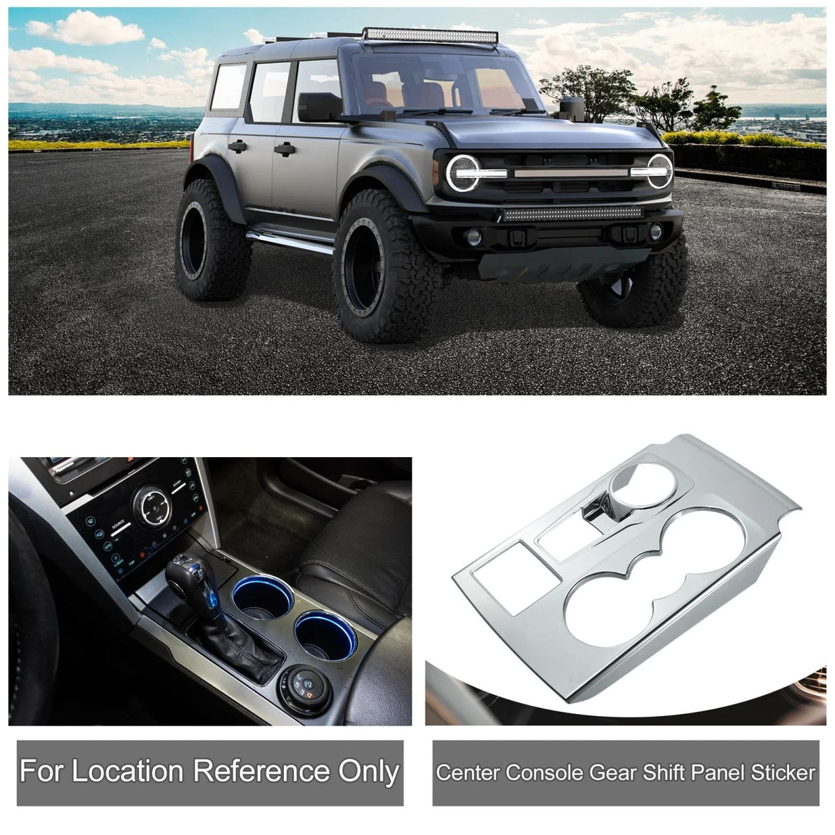 Center Console Gear Shift Panel Trim Cover Sticker for Ford Bronco (2021–2023)