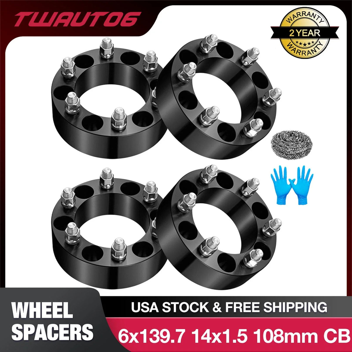 6-Lug 2-Inch Wheel Spacers for 2000–2014 Chevy Suburban 1500 (4 pcs)