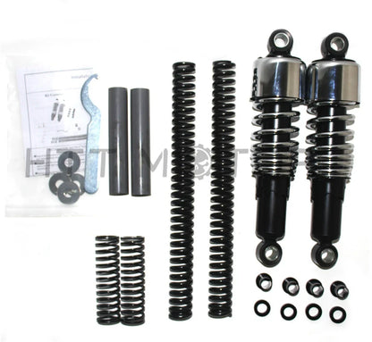 Chrome Fork Spring Shock Absorber Lowering Kit for Harley Dyna FXD 1991-2005