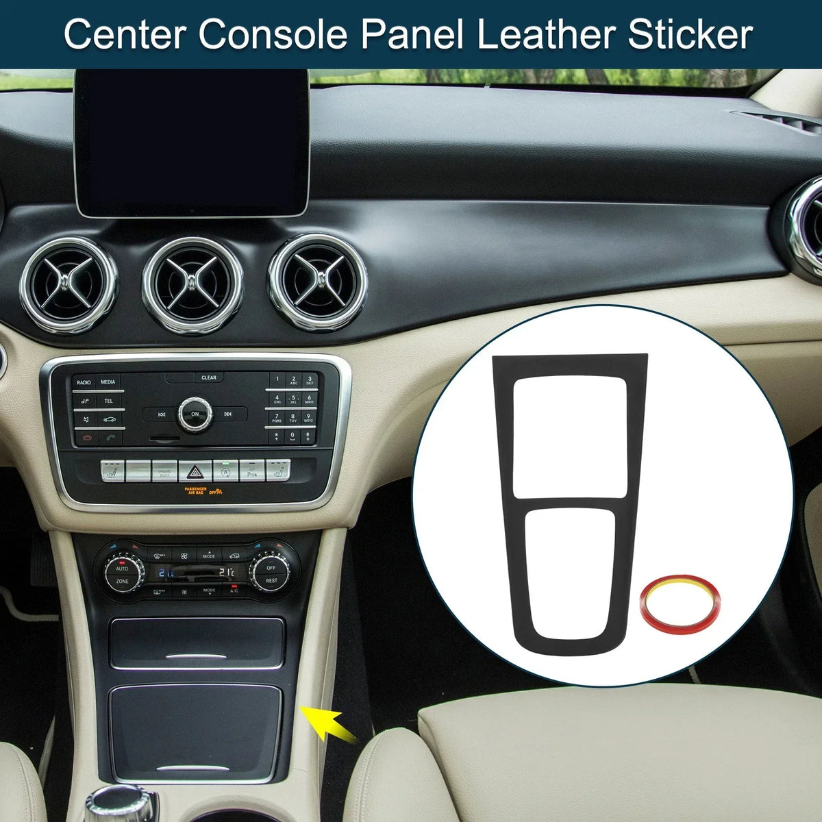 Console Panel Sticker for Mercedes-Benz GLA/GLB/EQA/EQB - Matte Black Finish