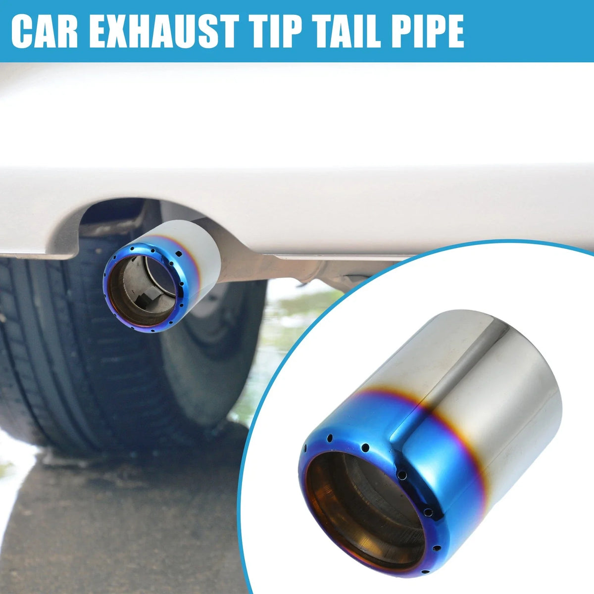 Exhaust Tip Tail Pipe for Mazda 6 (2013–2017) Stainless Steel Silver Blue