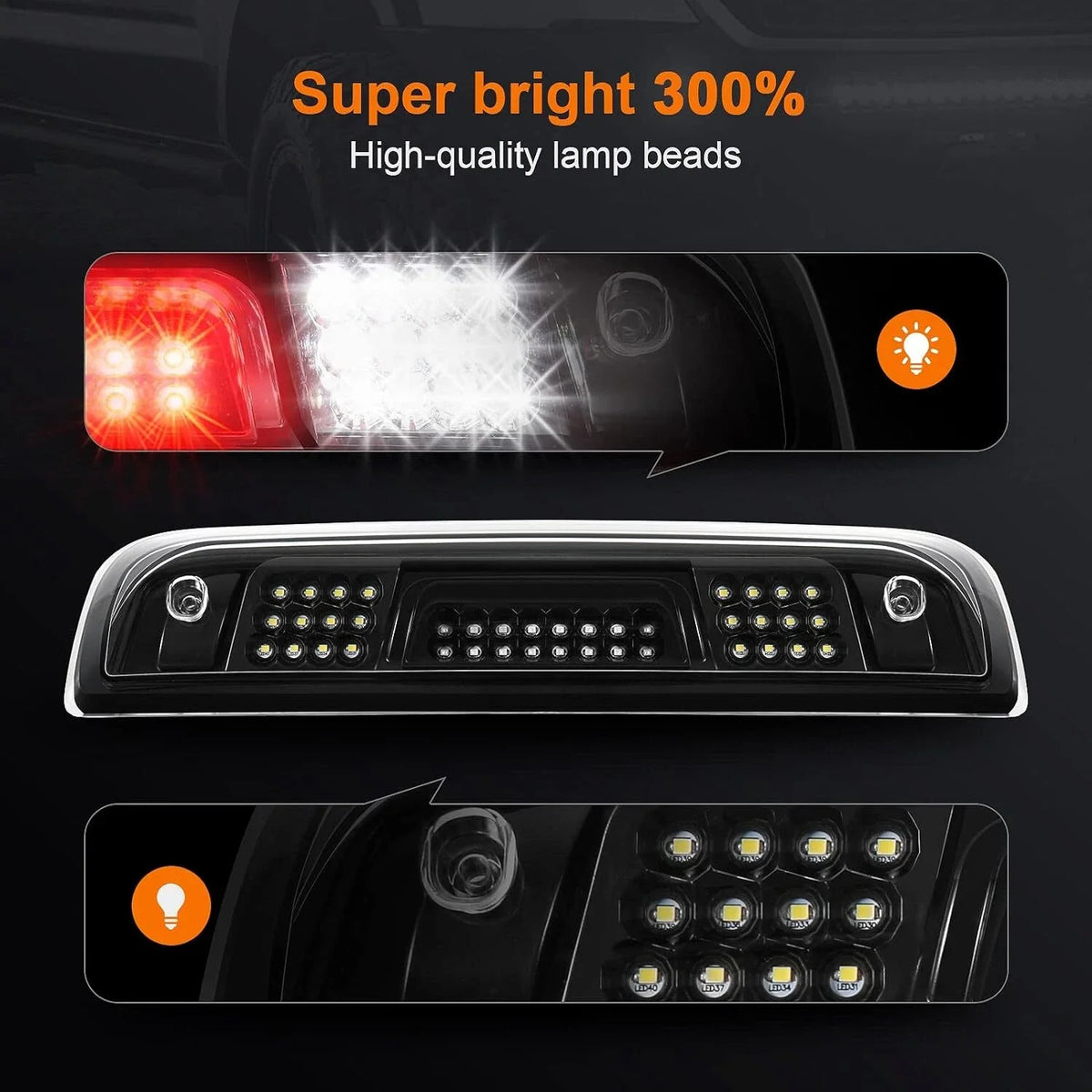 3rd Brake Light for GMC Sierra (2014–2018) Black Housing Clear Lens