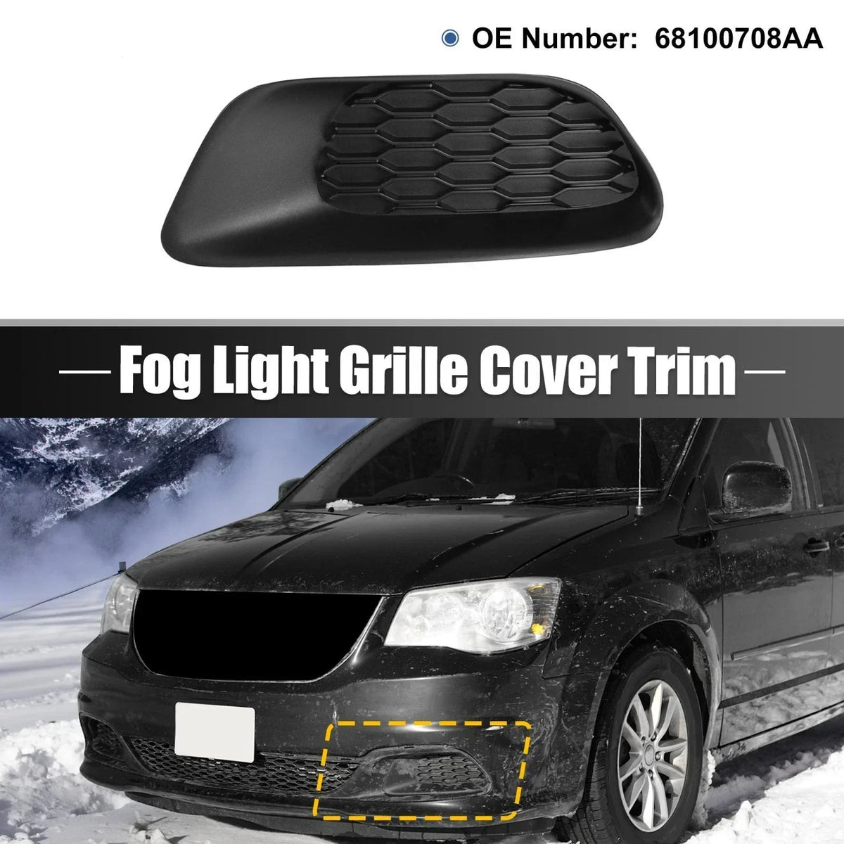 Fog Light Grille Cover for Front Right - Dodge Grand Caravan 2011-2020