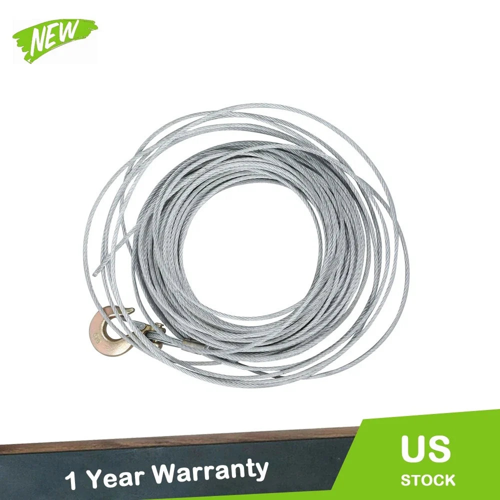 100 ft Galvanized Wire Rope Winch Cable 3/16" with G70 Hook