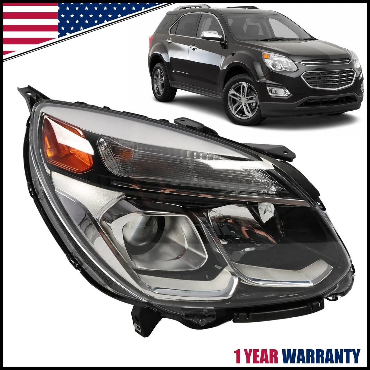 Passenger Side Front Headlight Chrome for Chevrolet Equinox 2016-2017
