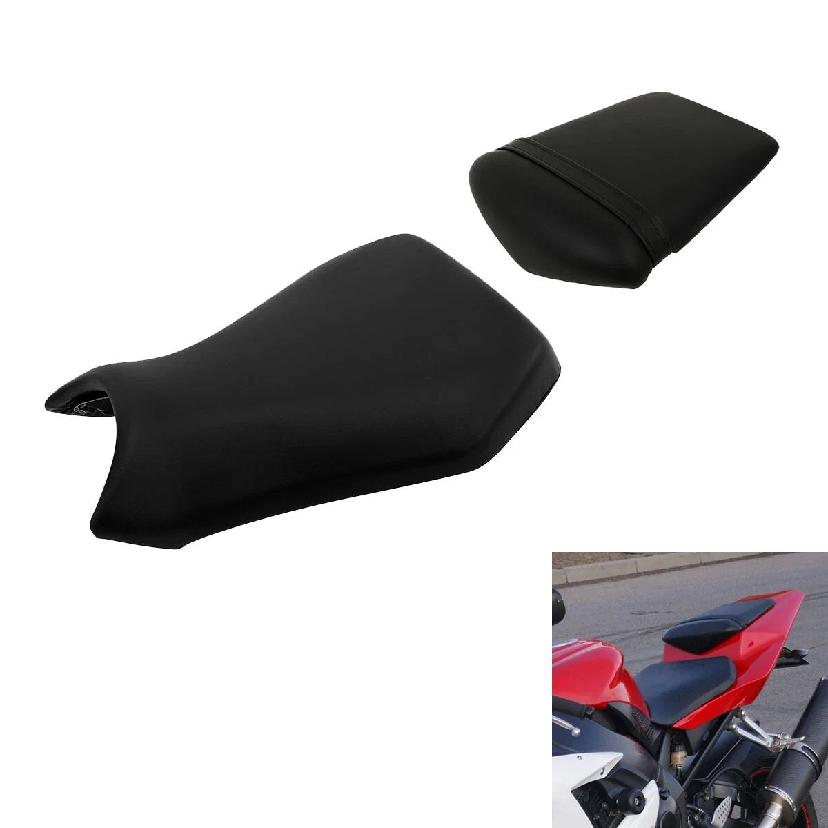 Front & Rear Rider Passenger Seat for Yamaha YZF R1 (2002–2003) Black
