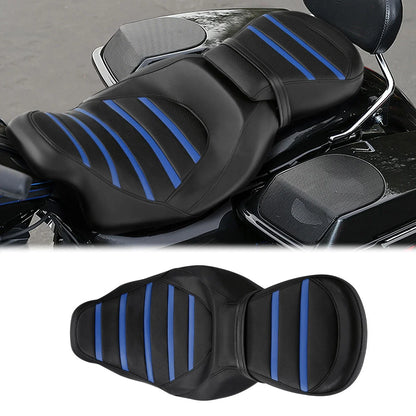 Driver Passenger Seat Black Blue for Harley Road Glide King 2009-2023