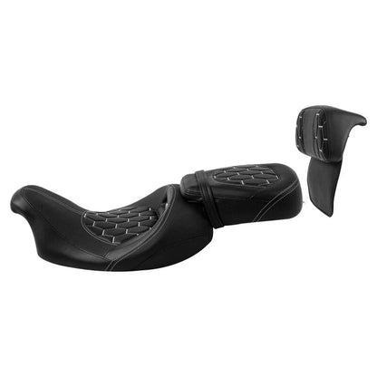 Driver/Passenger Seat Backrest, White Stitching for Harley Road Glide