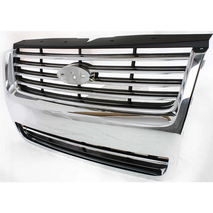 Grille for Ford Explorer (2006–2010) Chrome Shell w/ Black Insert CAPA