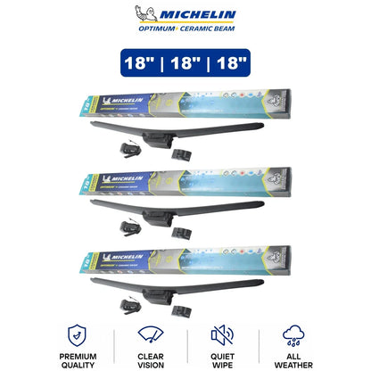 18" Ceramic Beam Wiper Blades Set of 3 for Quattro 1983 by Michelin