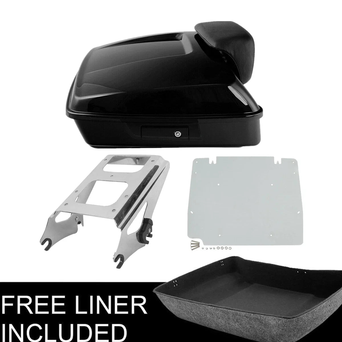 Mount Rack Plate Trunk Backrest Pad for Harley Electra Glide (2009-2013)