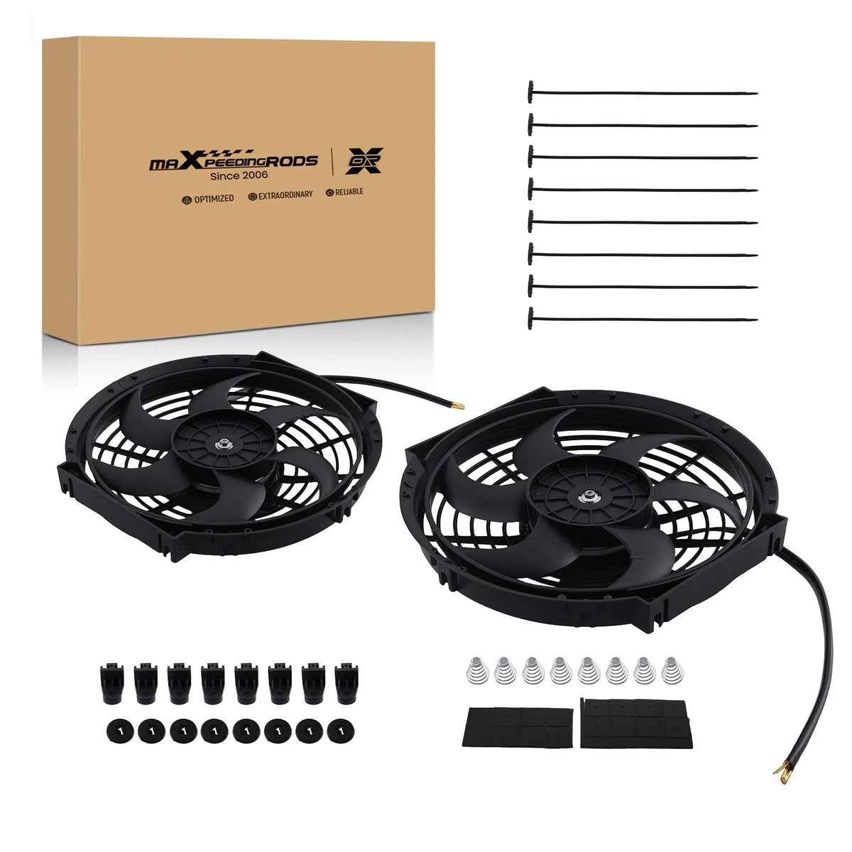 2X 10" Slim Push Pull Radiator Fans for Universal Mount (12V)