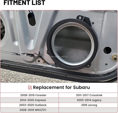 2X 6.5" Front Door Speaker Mounting Brackets for 2008-2019 Subaru WRX STI