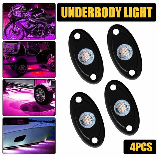 Set of 4 Purple LED Rock Lights for Off-Road Truck Golf Cart