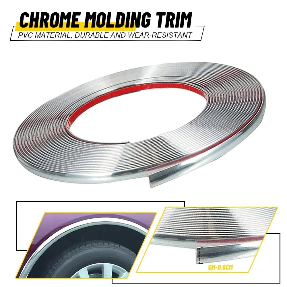 Chrome Molding Trim for Universal Fit (0.6cm Wide)