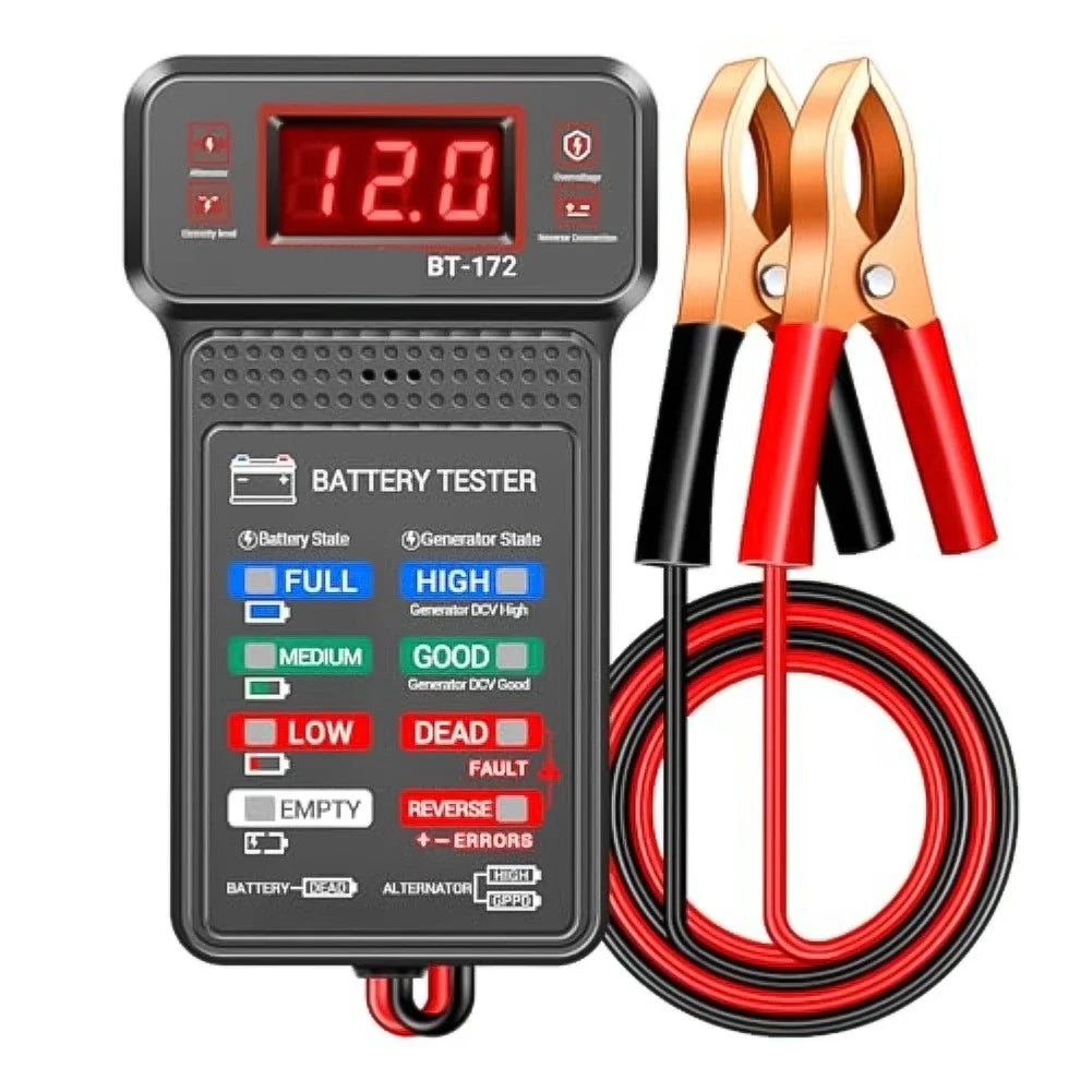 12V Digital Battery Charging Tester with LCD Display for Cars and Trucks