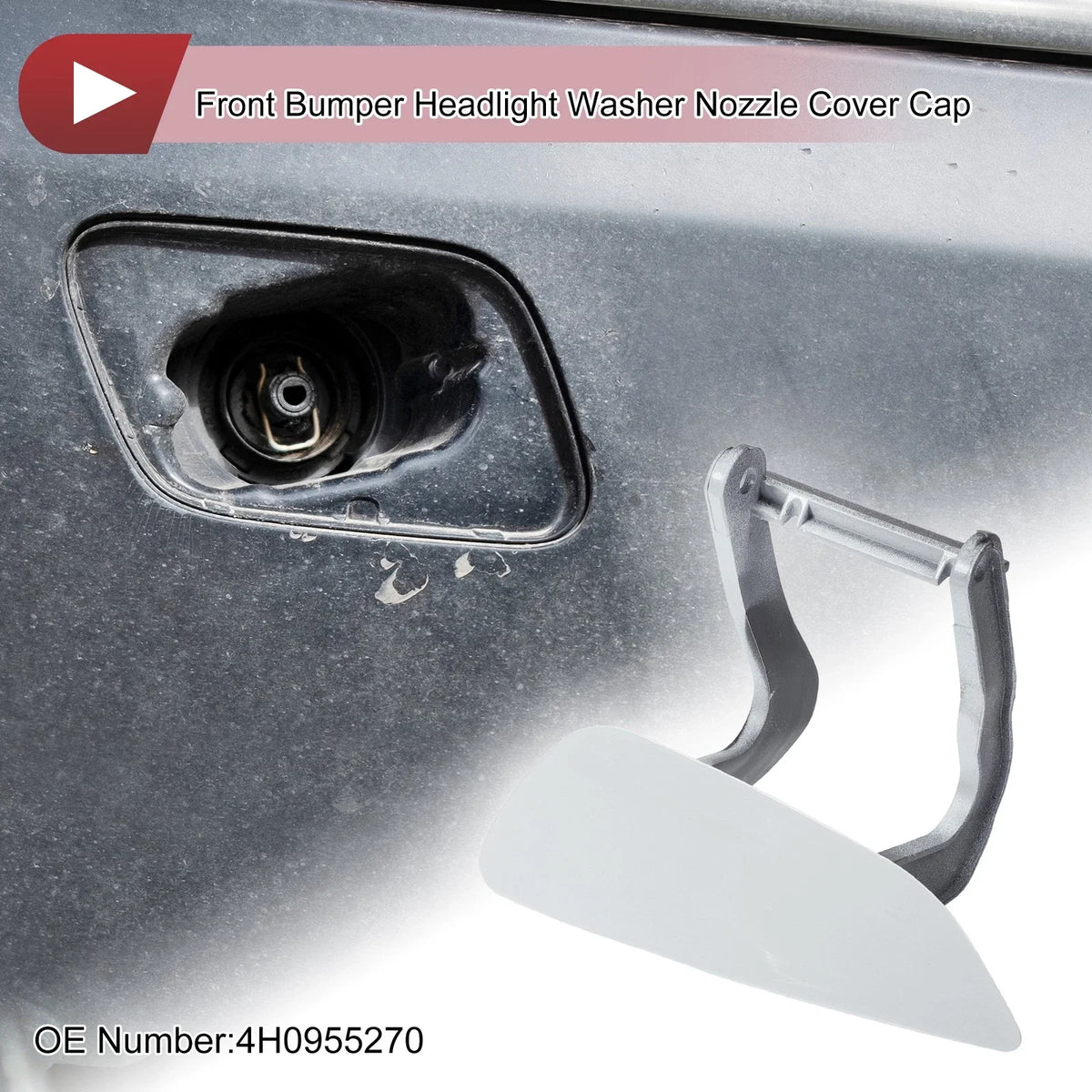 Front Right Washer Nozzle Cover Cap for Audi A8 (2009–2014) 1 Pcs White