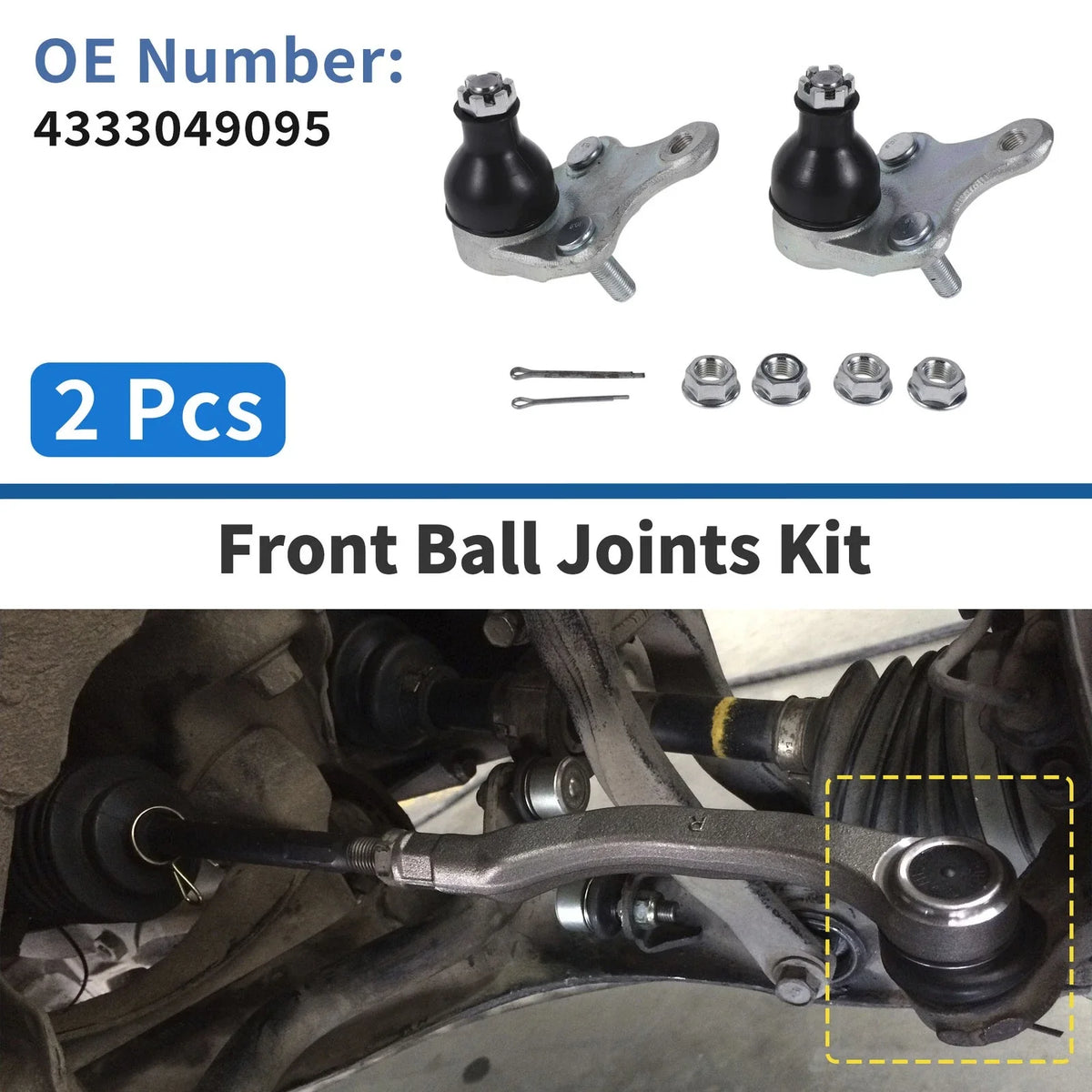 2X Front Lower Ball Joints for Toyota Camry (2017–2022) No. 4333049095