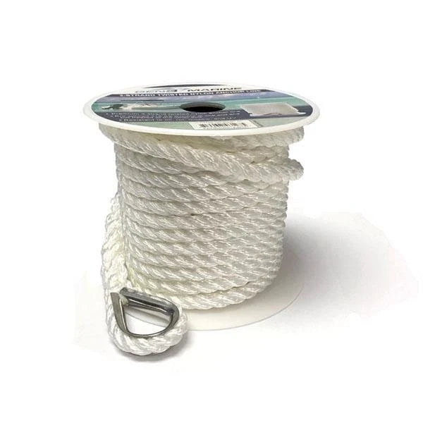 3-Strand 1/2" 200' White Twisted Nylon Anchor Line for Gen3 Marine (N/A)