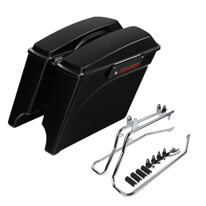 5" Black Saddlebags with Brackets for Harley Softail FLST 1984-2017