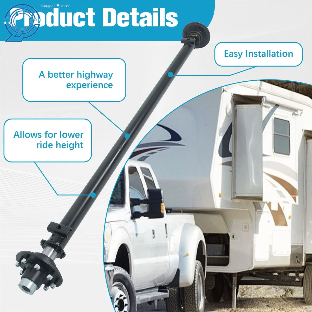 Trailer Axle Idler 8 Lug 7000 lb 95" Hubface 80" Spring Center