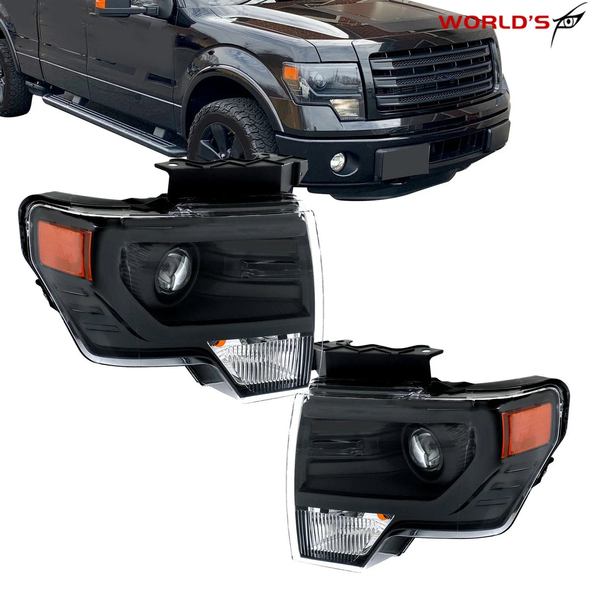 HID Projector Headlights for Ford F150 (2013–2014) Black Trim Pair