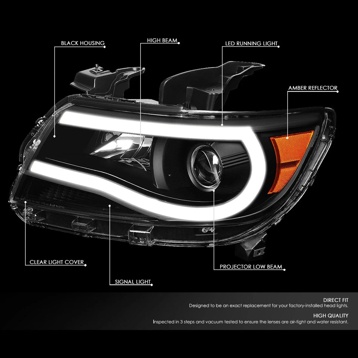 3D LED DRL Bar Projector Headlights for Colorado (2015–2023)