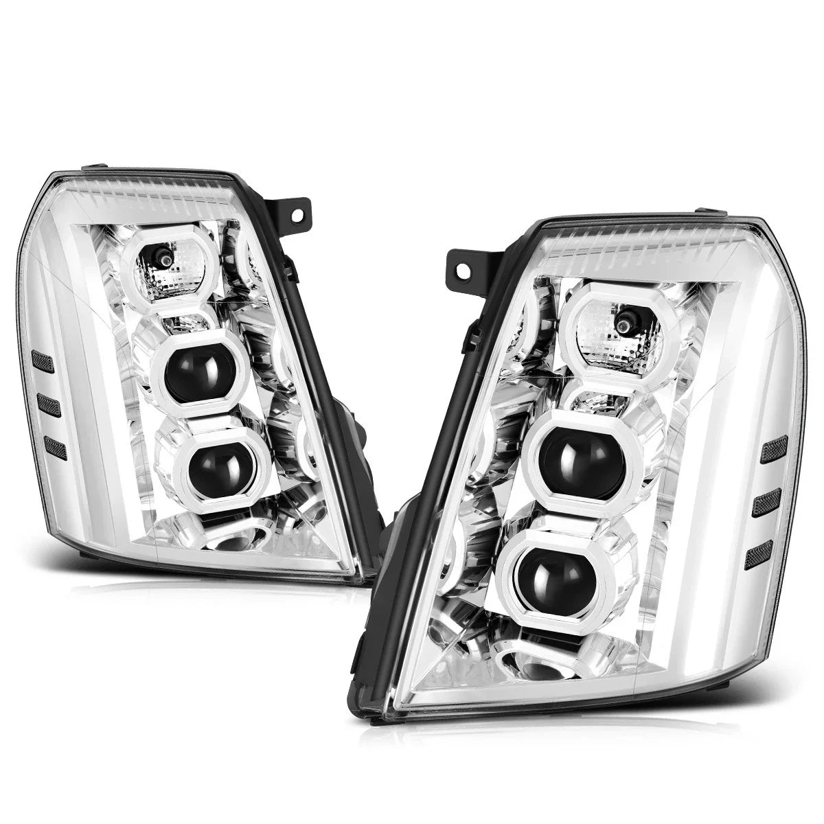 LED Switchback Projector Headlights Chrome for Cadillac Escalade ESV EXT (2007–2014)