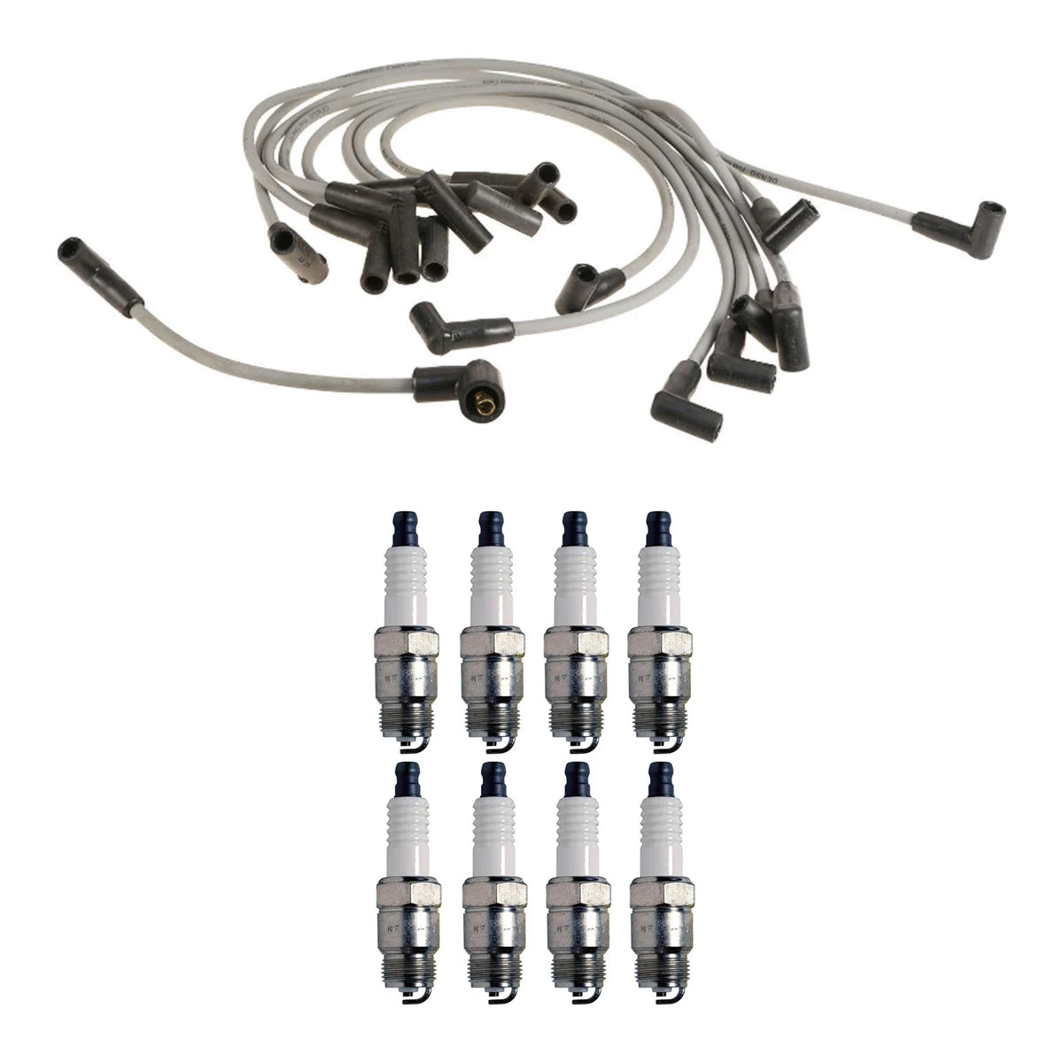 Denso 8mm Wire Set & 8 U-Groove Spark Plugs Kit for Ford 7.5L V8 (G)