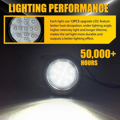 4-Pack of 2.5" Clear Cover White LED Side Marker Lights for Truck Trailer