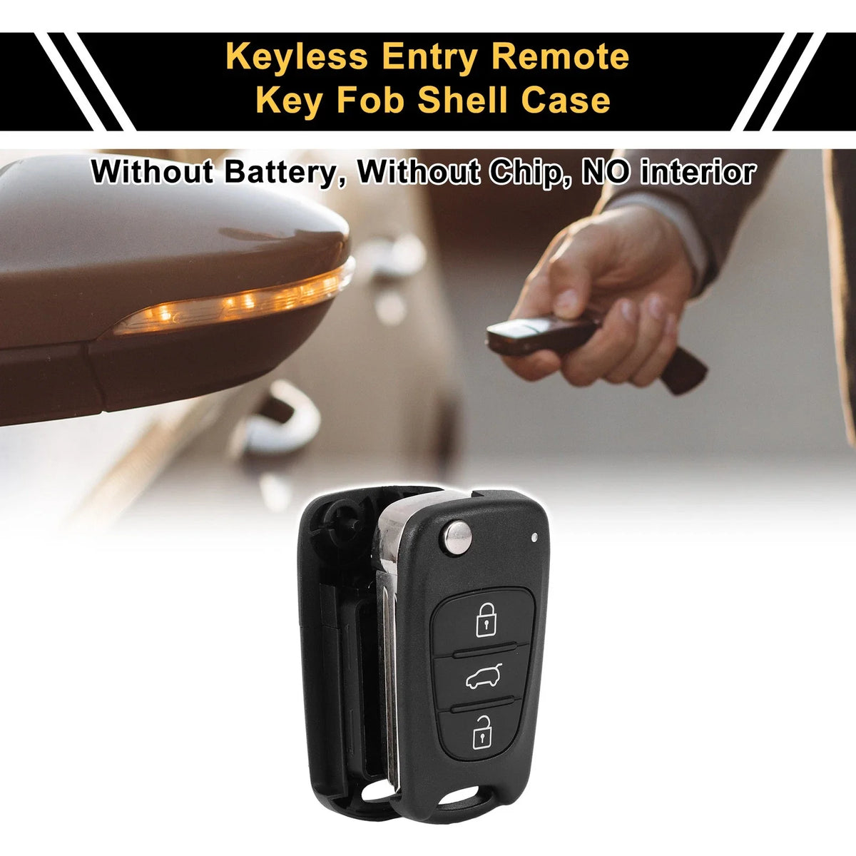 3 Button Key Fob Shell Case for Kia Rio (2013) - Black