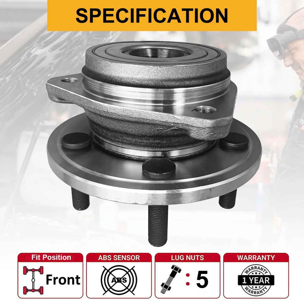 2X Front Wheel Bearings & Hubs Assembly 513084 for Jeep TJ (1997–1999)