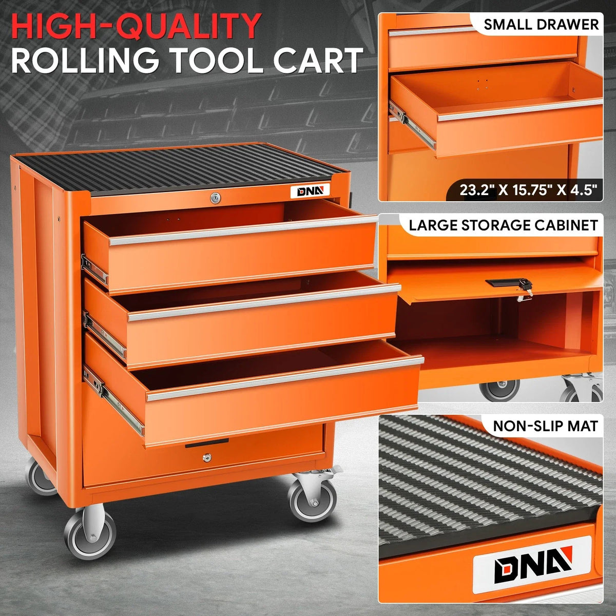 4 Drawer Rolling Tool Trolley Cabinet with Lock for Universal Use