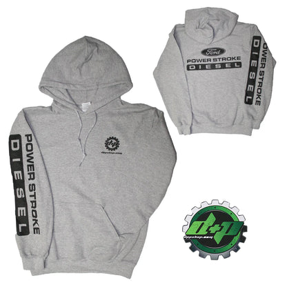 Hoodie - Lt Gray for Ford Powerstroke Diesel, Size 2X