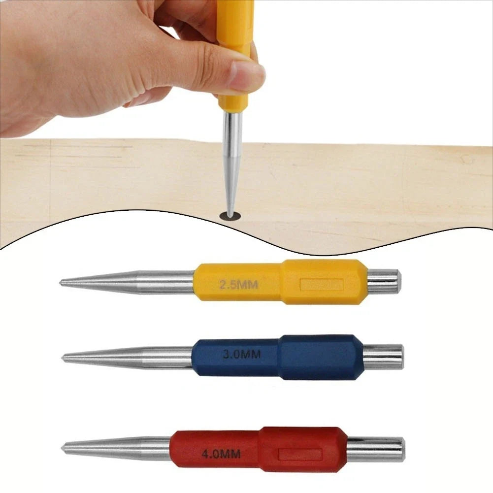 Set of 3 Centre Punch Tools for Precise Positioning (2.5mm, 3.0mm, 4.0mm)