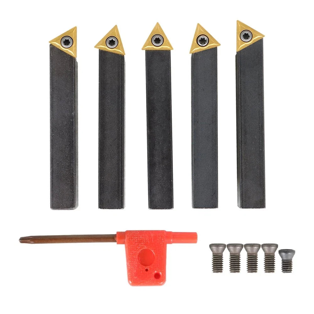 5-Piece Turning Tool Bit Holder Set with Indexable Carbide Inserts
