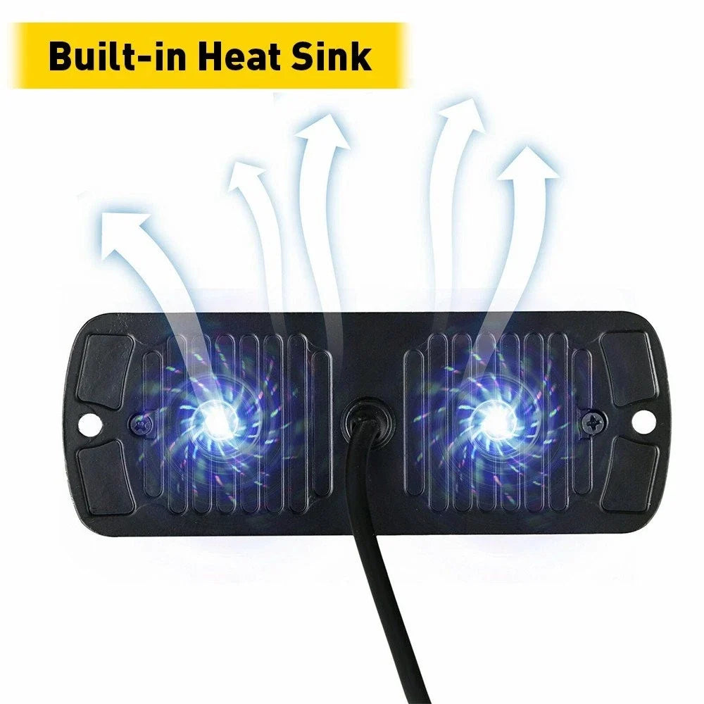 4X Amber/White 12LED Strobe Light Bar for Car Truck