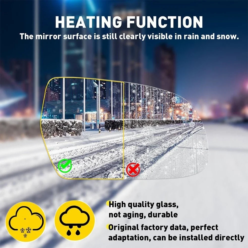 Mirror Glass w/Backing Heated for Audi A5 Quattro S4 2008-2017