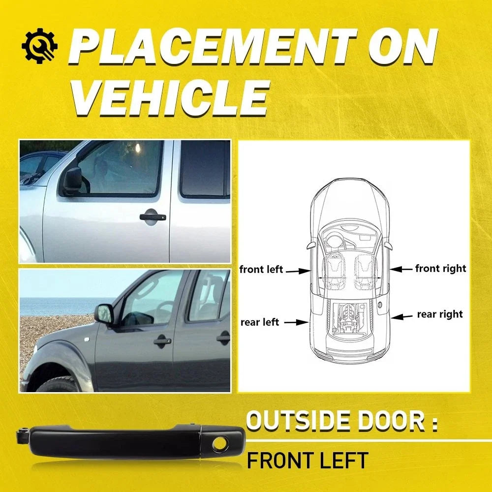 Door Handle for Nissan Frontier (2005–2015) Front Left Textured Black Plastic