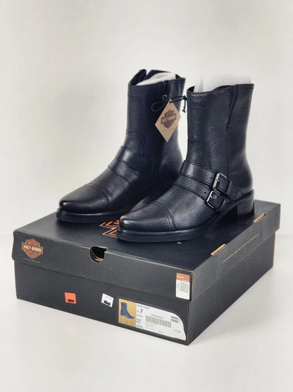 Women's Double Buckle Leather Motorcycle Boots for Harley-Davidson