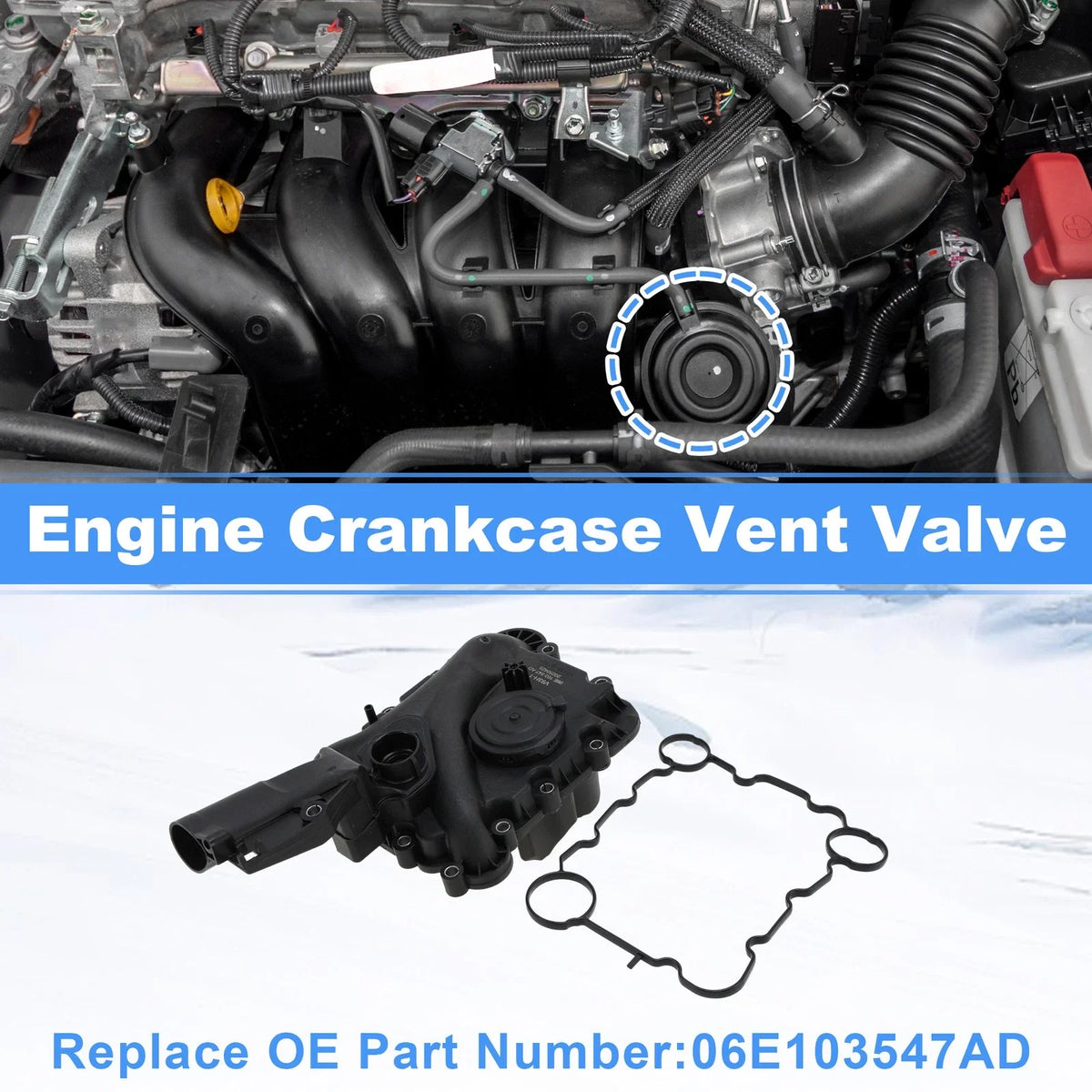 Engine Crankcase Vent Valve Oil Separator No.06E103547AD for Audi A4 3.0L (2013–2015)