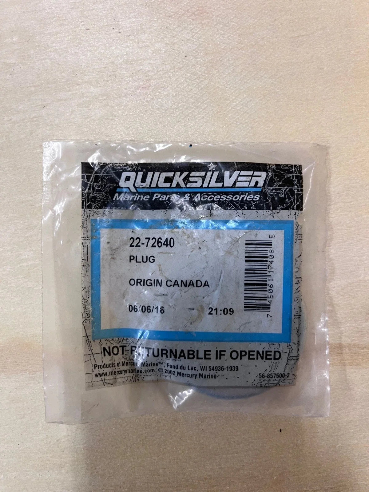 22-72640 Plug for Mercury Marine