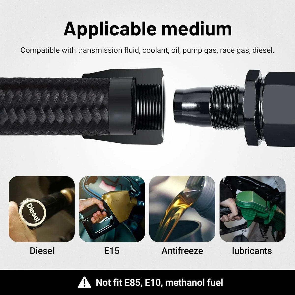 Universal 10AN Nylon Braided Fuel Line Hose Fitting Kit - 20FT